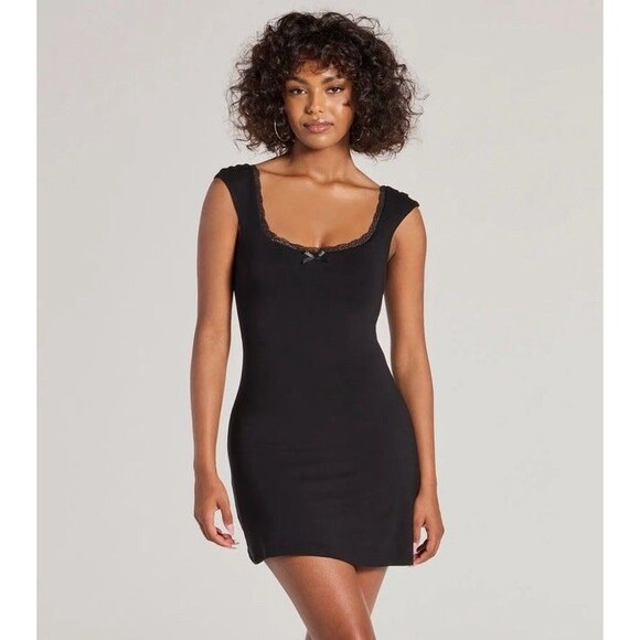 Windsor Whimsical Glam Bow and Lace Mini Dress XS Size Extra Small Sexy Black‎ - Picture 1 of 4